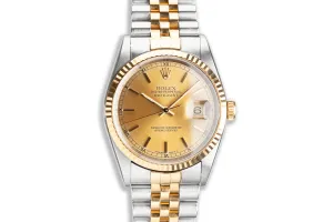 1995 Unpolished Rolex 18K/ST DateJust 16233 Gold Dial