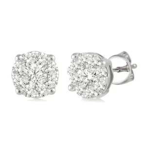 1ctw Diamond Cluster Stud Earrings