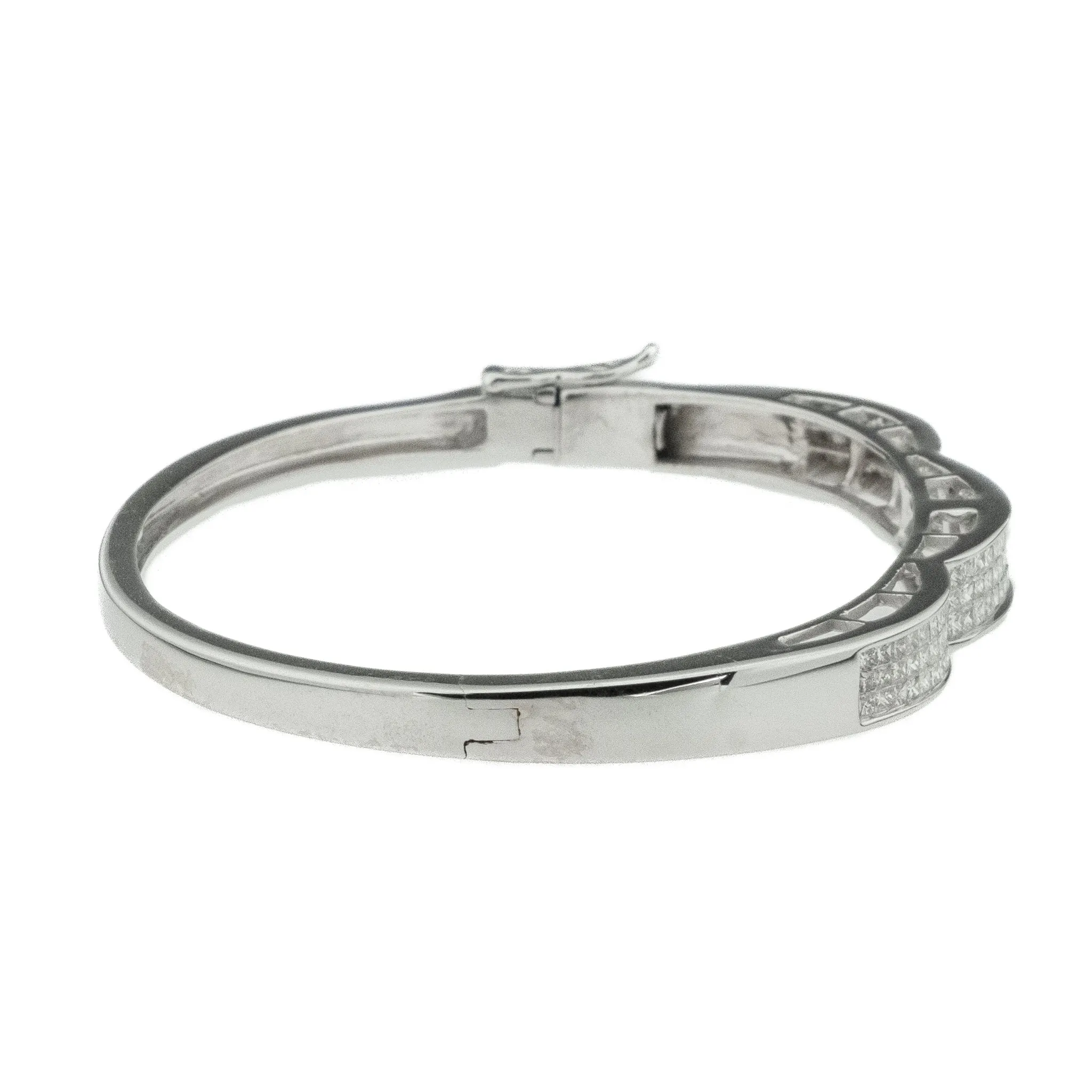 2.00ctw Diamond Invisible Set Bangle Bracelet in 14K White Gold