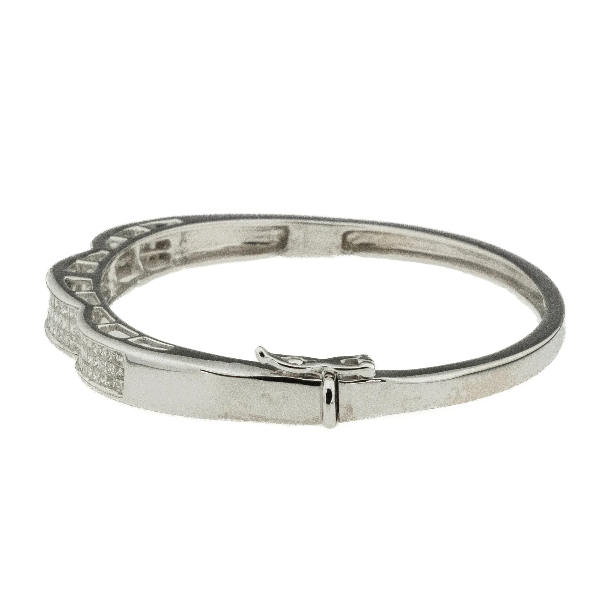 2.00ctw Diamond Invisible Set Bangle Bracelet in 14K White Gold