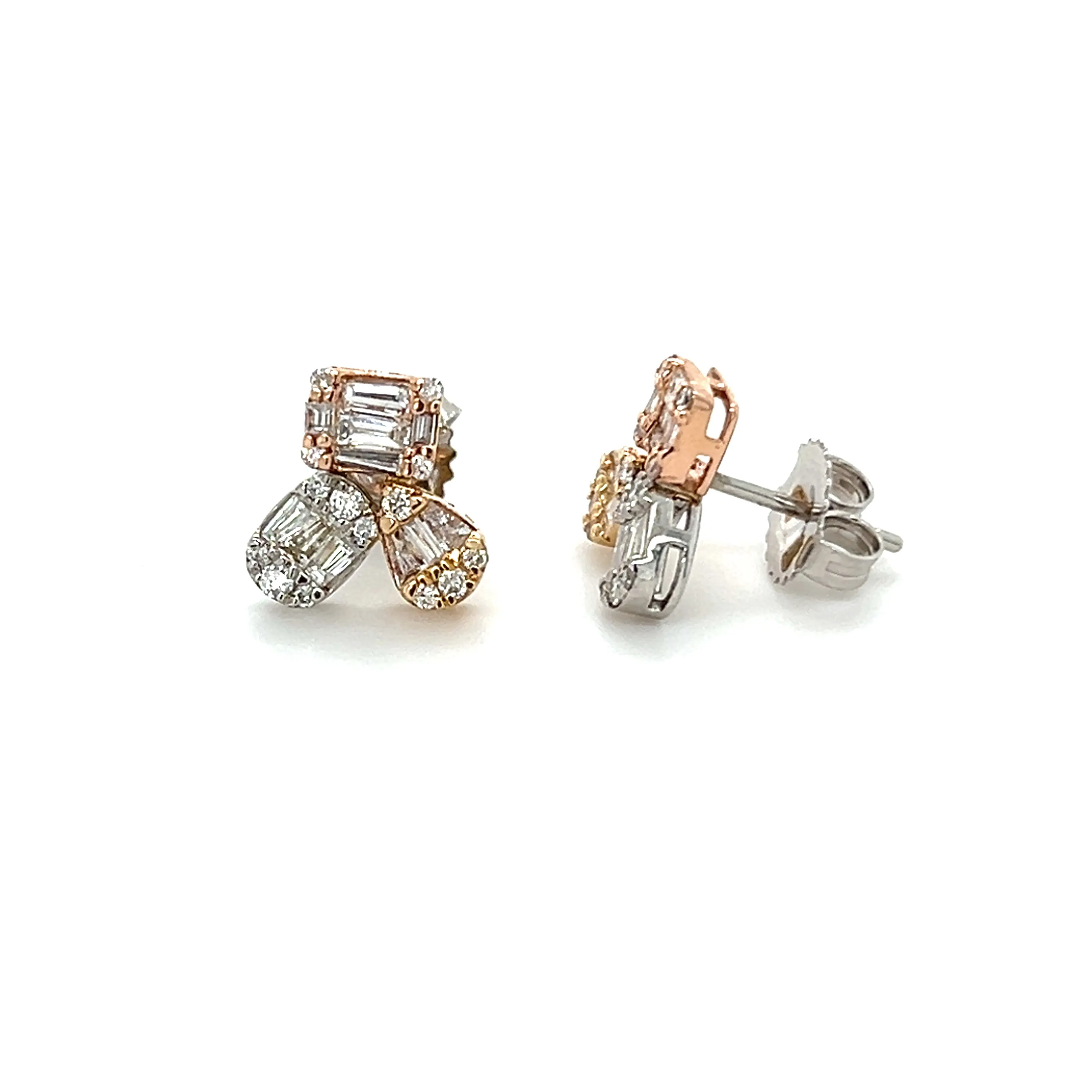 3 Stone Multishape Illusion Diamond Studs