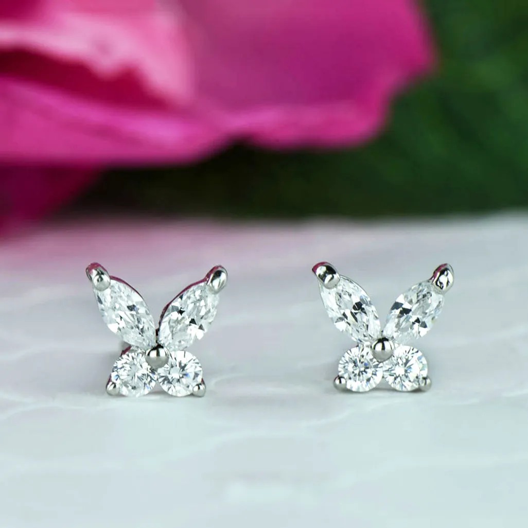 3/4 ctw Butterfly Stud Earrings