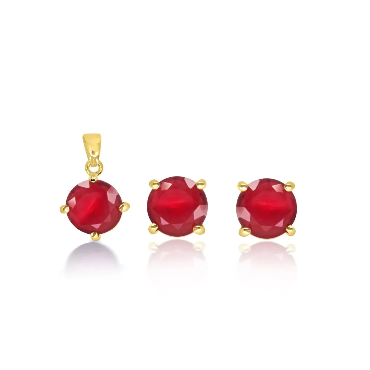 4CT Gold Filled High Polish Finish Genuine Ruby Set