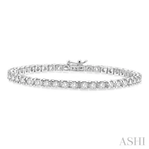 6 Ctw Square Shape Round Cut Diamond Tennis Bracelet in 14K White gold