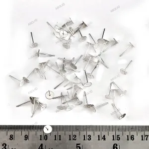 6 mm silver stud base Earrings Components SSB6