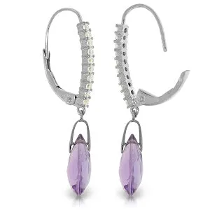 6.3 Carat 14K Solid White Gold Discerning Heart Amethyst Diamond Earrings