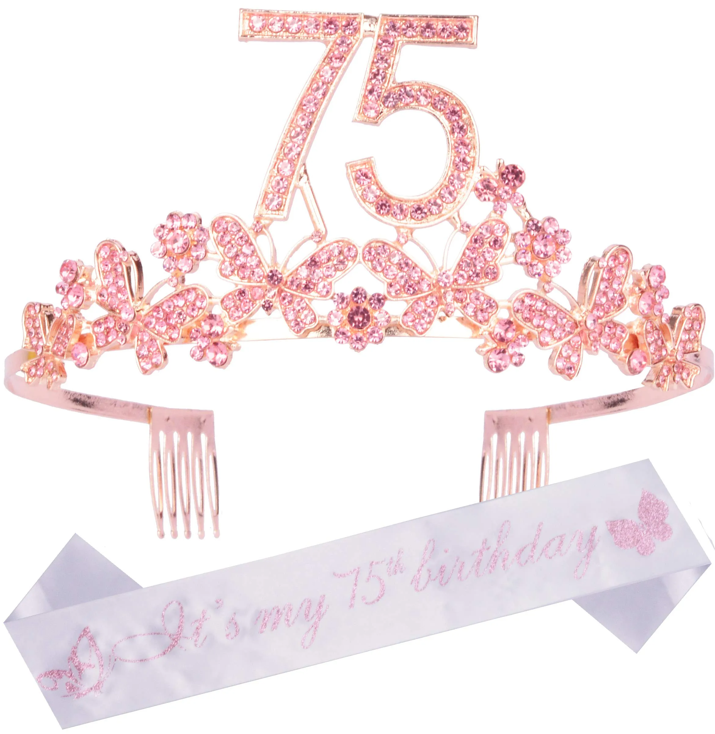 75th Birthday Gifts for Women, 75th Birthday Tiara and Sash, Its My 75th Birthday Sash