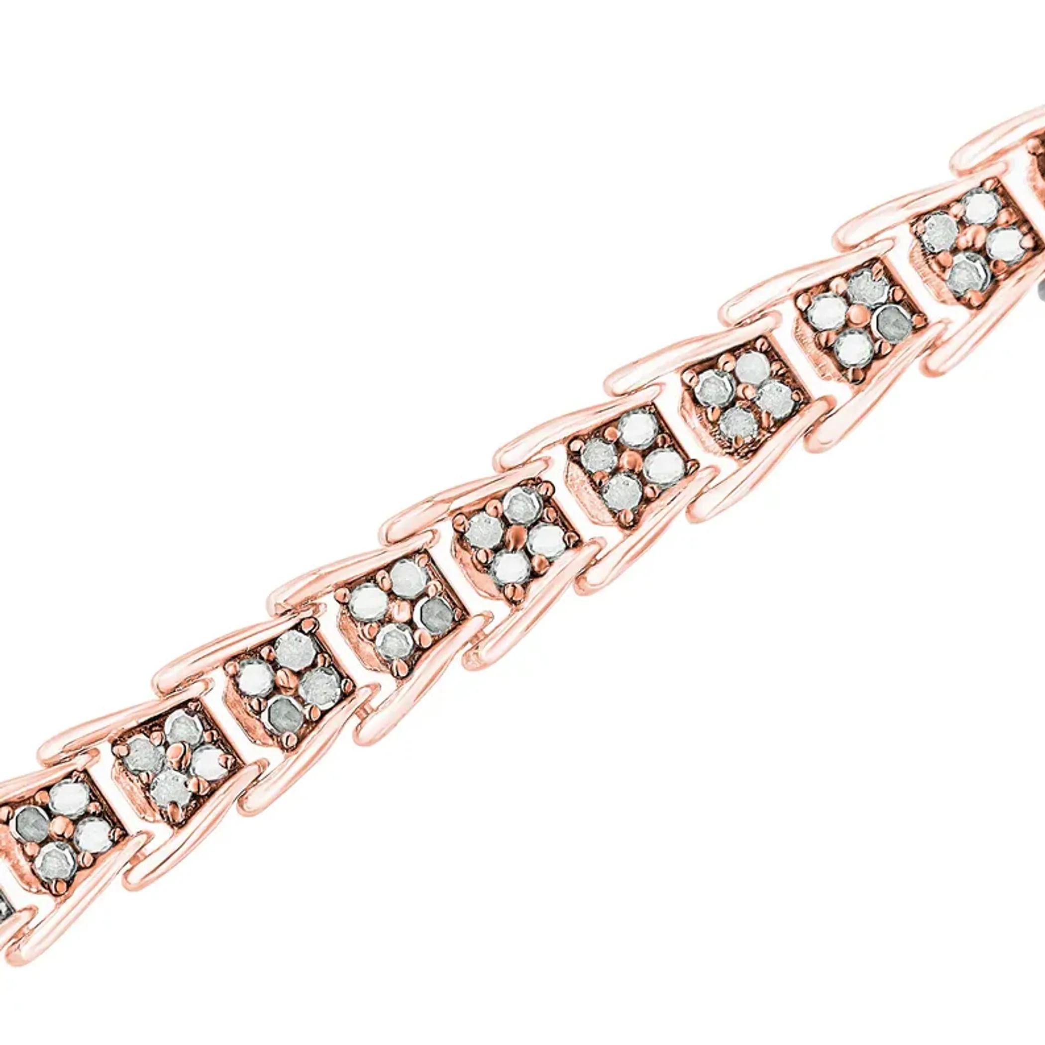 .925 Sterling Silver 2.0 Cttw Diamond Fan-Shaped Fancy Chevron Link Tennis Bracelet (I-J Color, I3 Clarity) - 7" - Size: BRACELET SIZE 7 INCHES | Pack Of: 1 | Metal color: 7