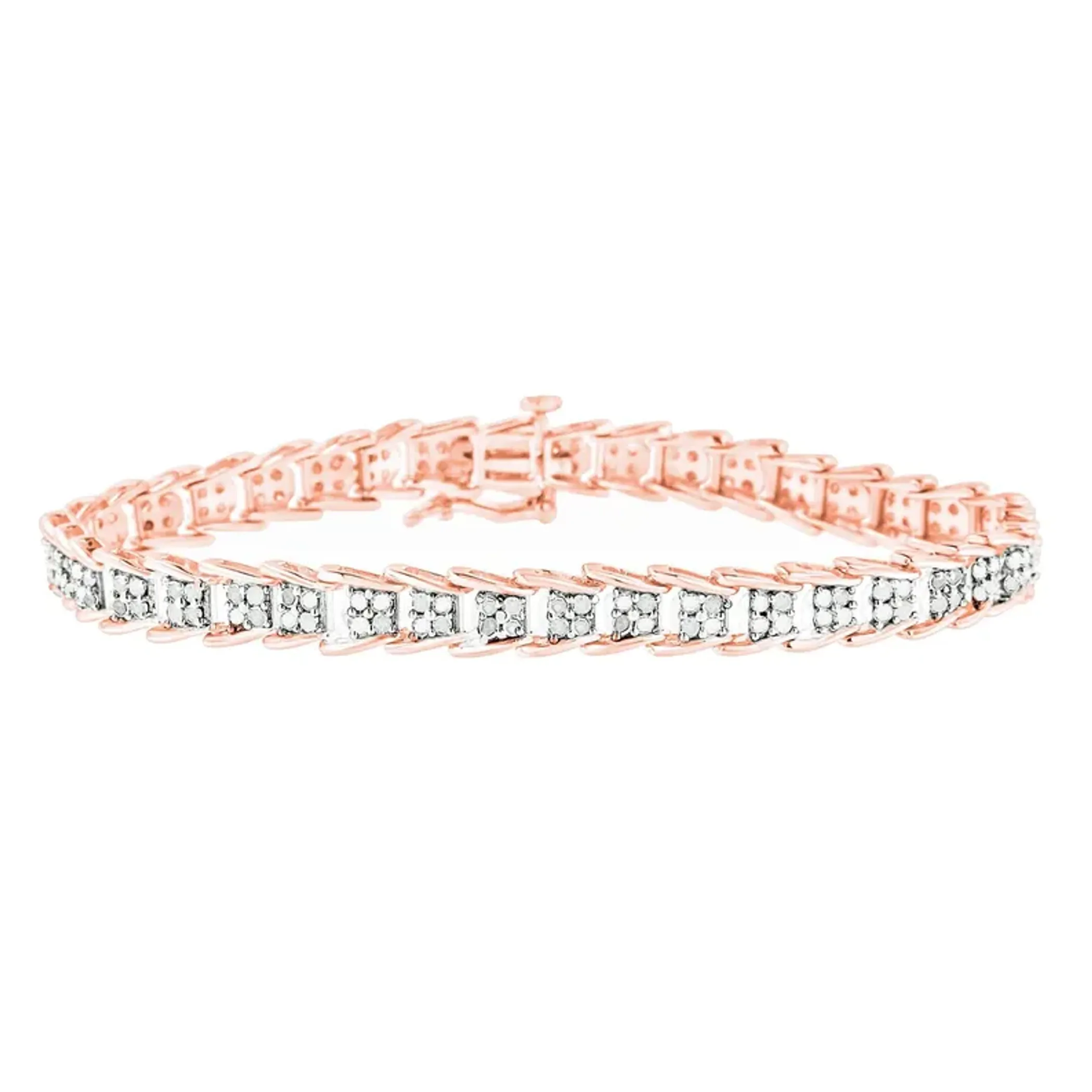 .925 Sterling Silver 2.0 Cttw Diamond Fan-Shaped Fancy Chevron Link Tennis Bracelet (I-J Color, I3 Clarity) - 7" - Size: BRACELET SIZE 7 INCHES | Pack Of: 1 | Metal color: 7