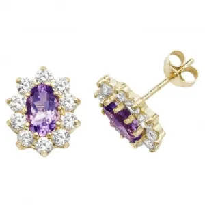 9ct Yellow Gold Amethyst Stud Earrings ES545AM