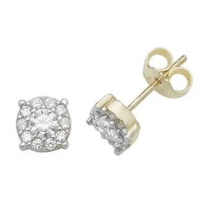 9ct Yellow Gold Zirconia Stud Earrings ES473