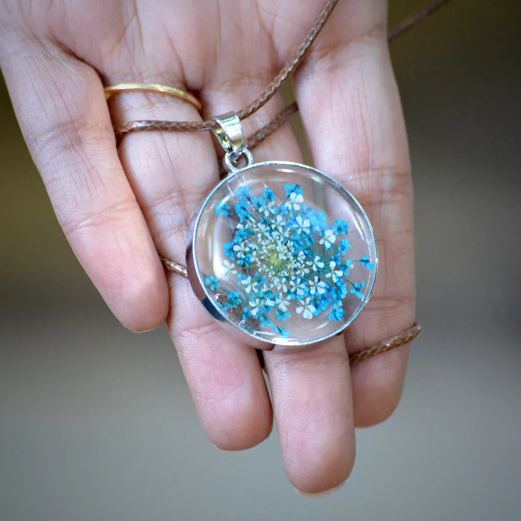 A Briny Splash Real Dried Flower Necklace