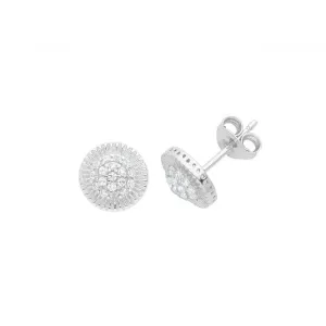 Acotis Silver Stud Earrings Zirconia Round G51292