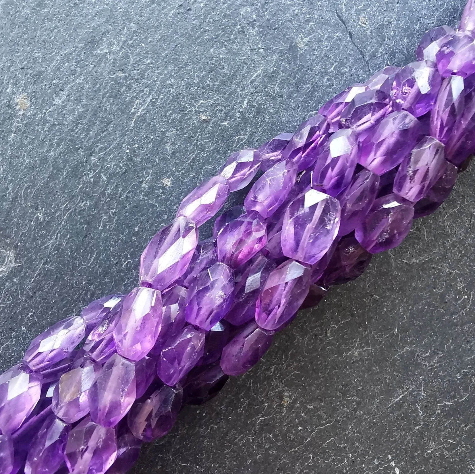 African Amethyst Faceted Oval Beads 15" Strand