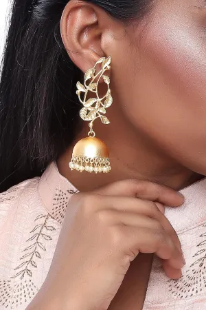 Alloy Jhumka Dangling Earrings in Gold