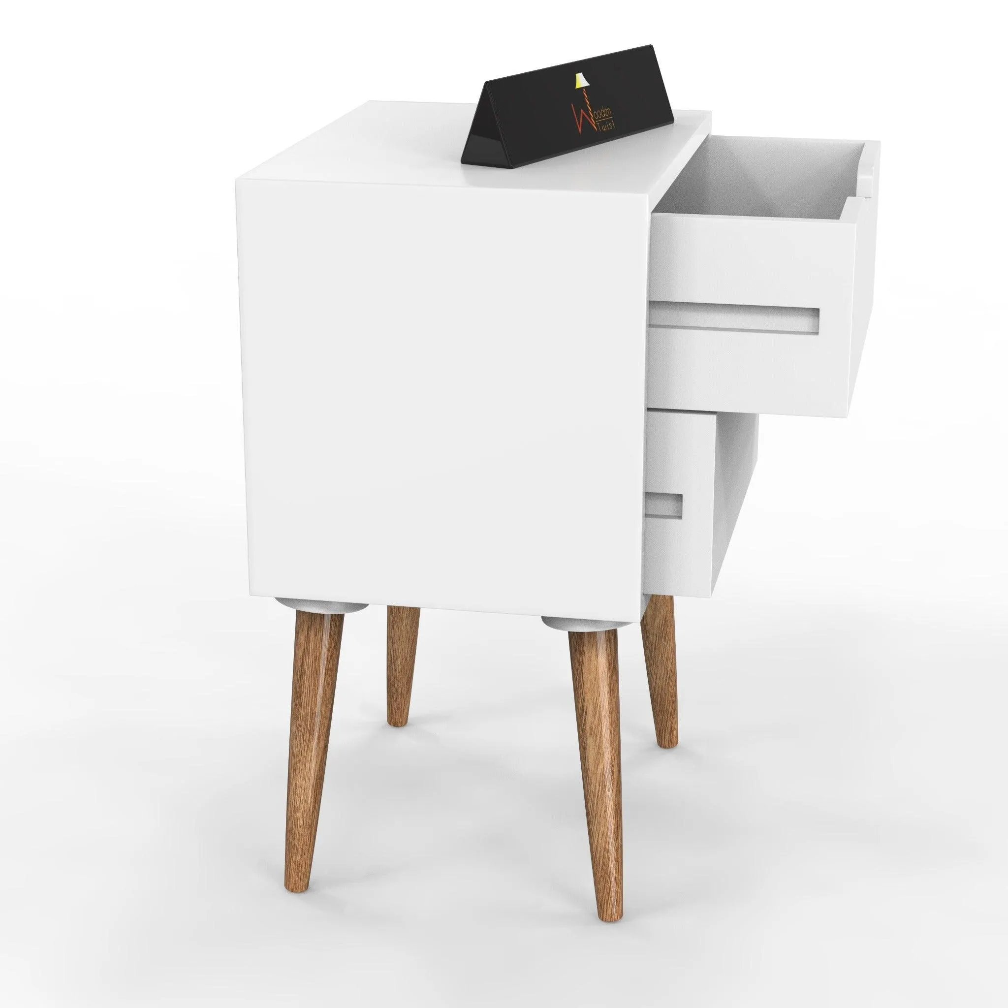 Amazing Bedside Table with Two Drawers (White)