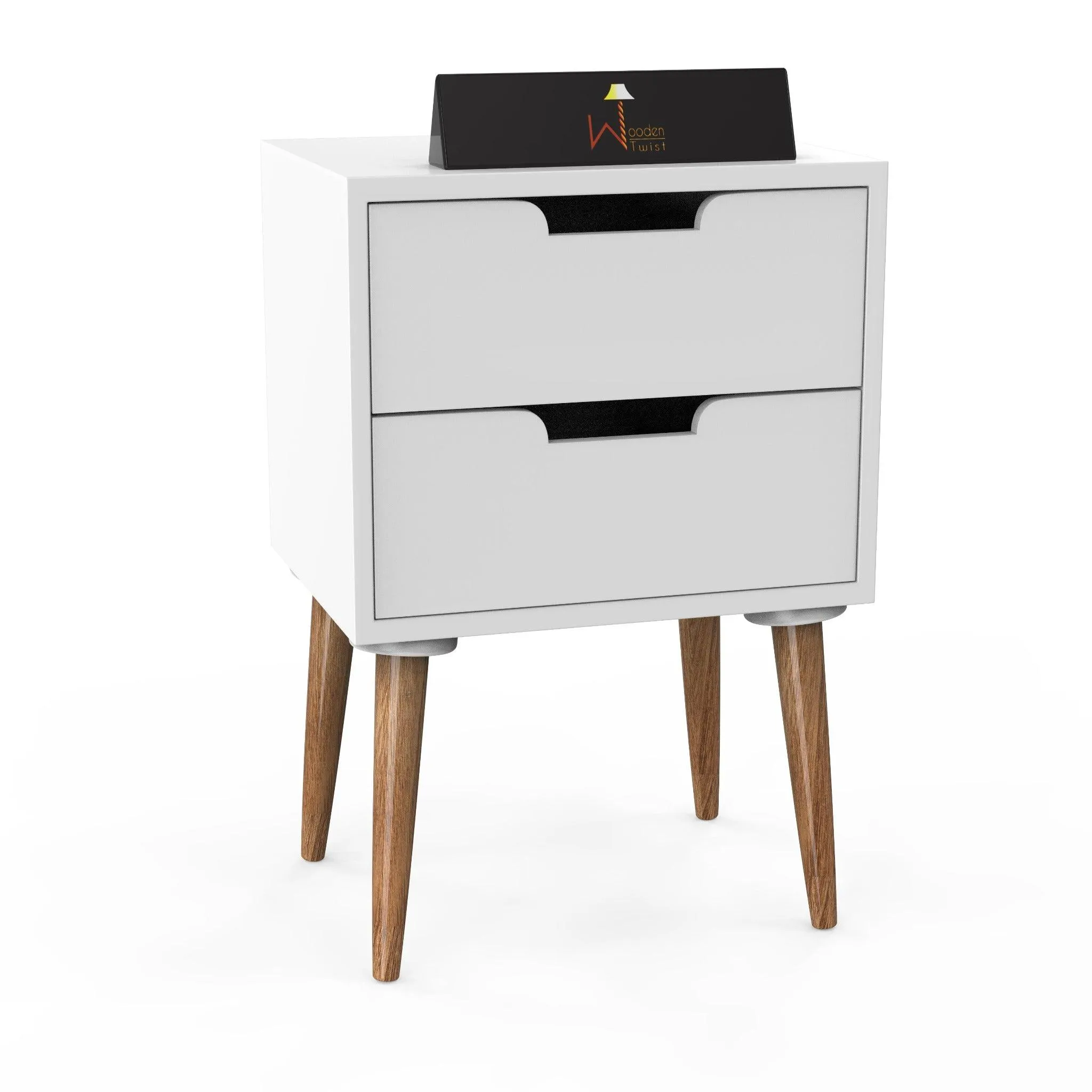 Amazing Bedside Table with Two Drawers (White)