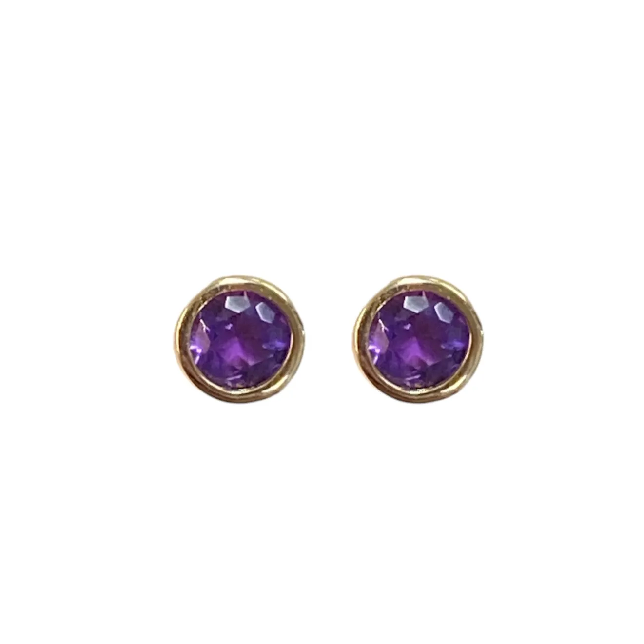 Amethyst Bezel Stud Earrings