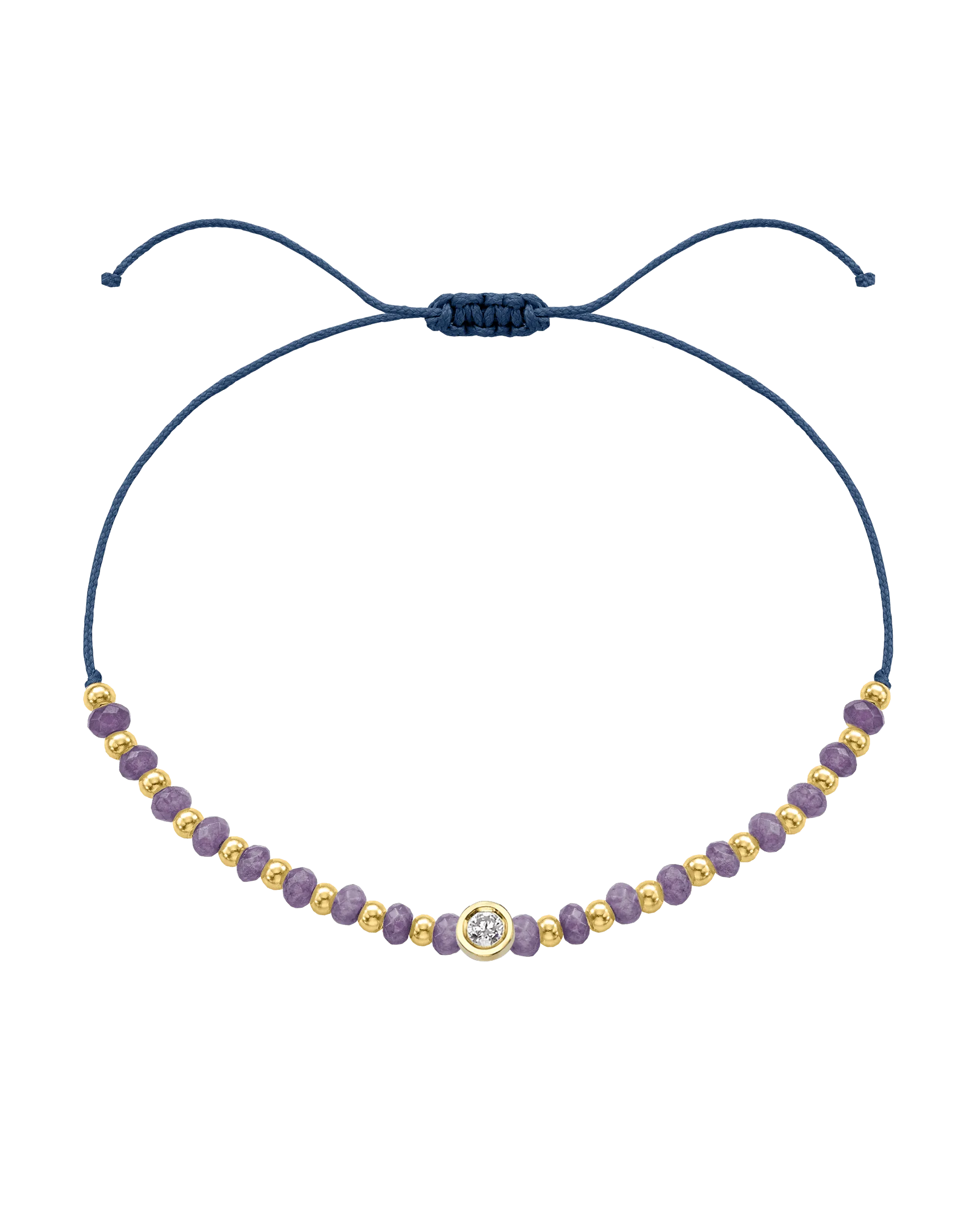 Amethyst Gemstone String of Love Bracelet for Tranquility - 14K Yellow Gold