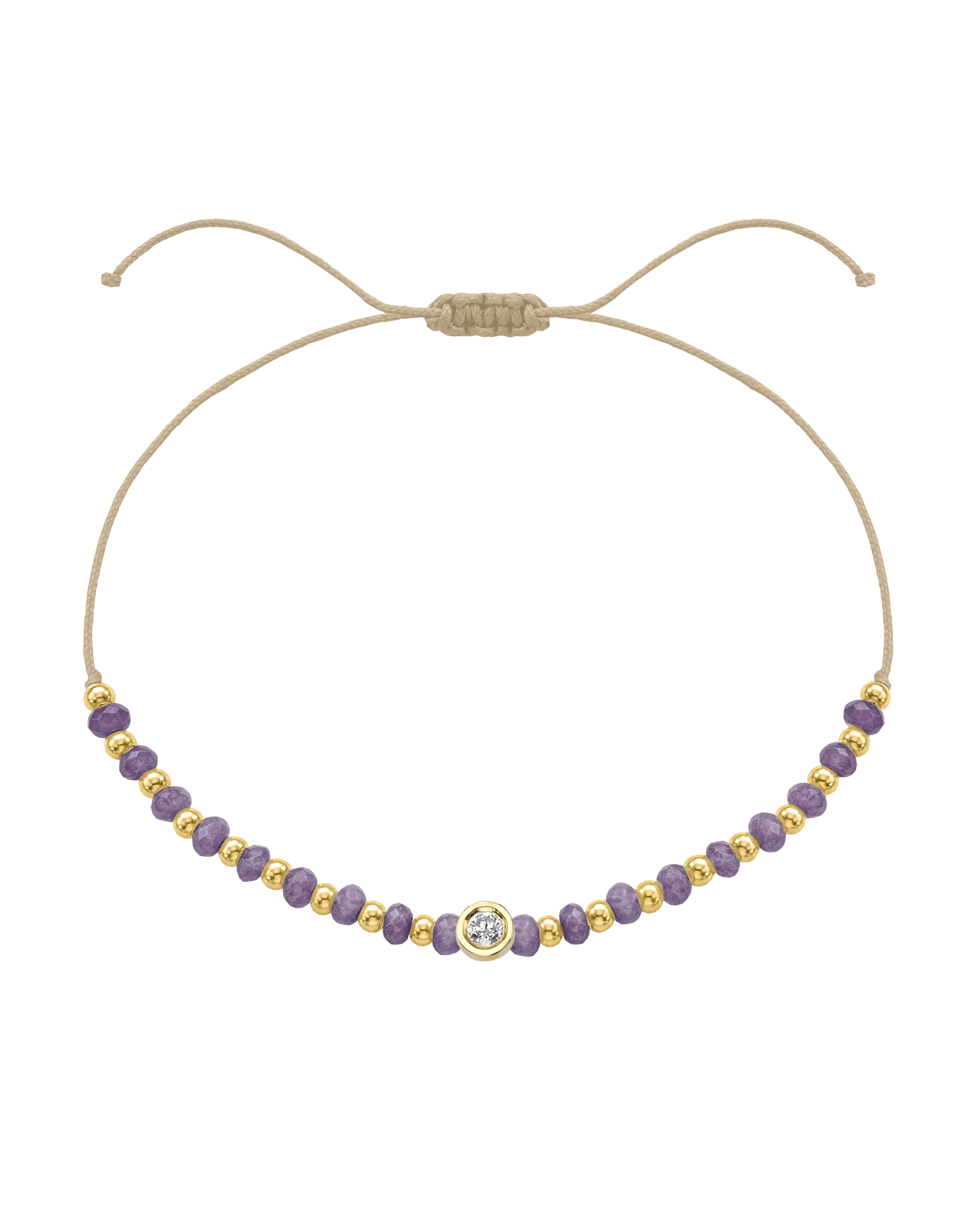 Amethyst Gemstone String of Love Bracelet for Tranquility - 14K Yellow Gold