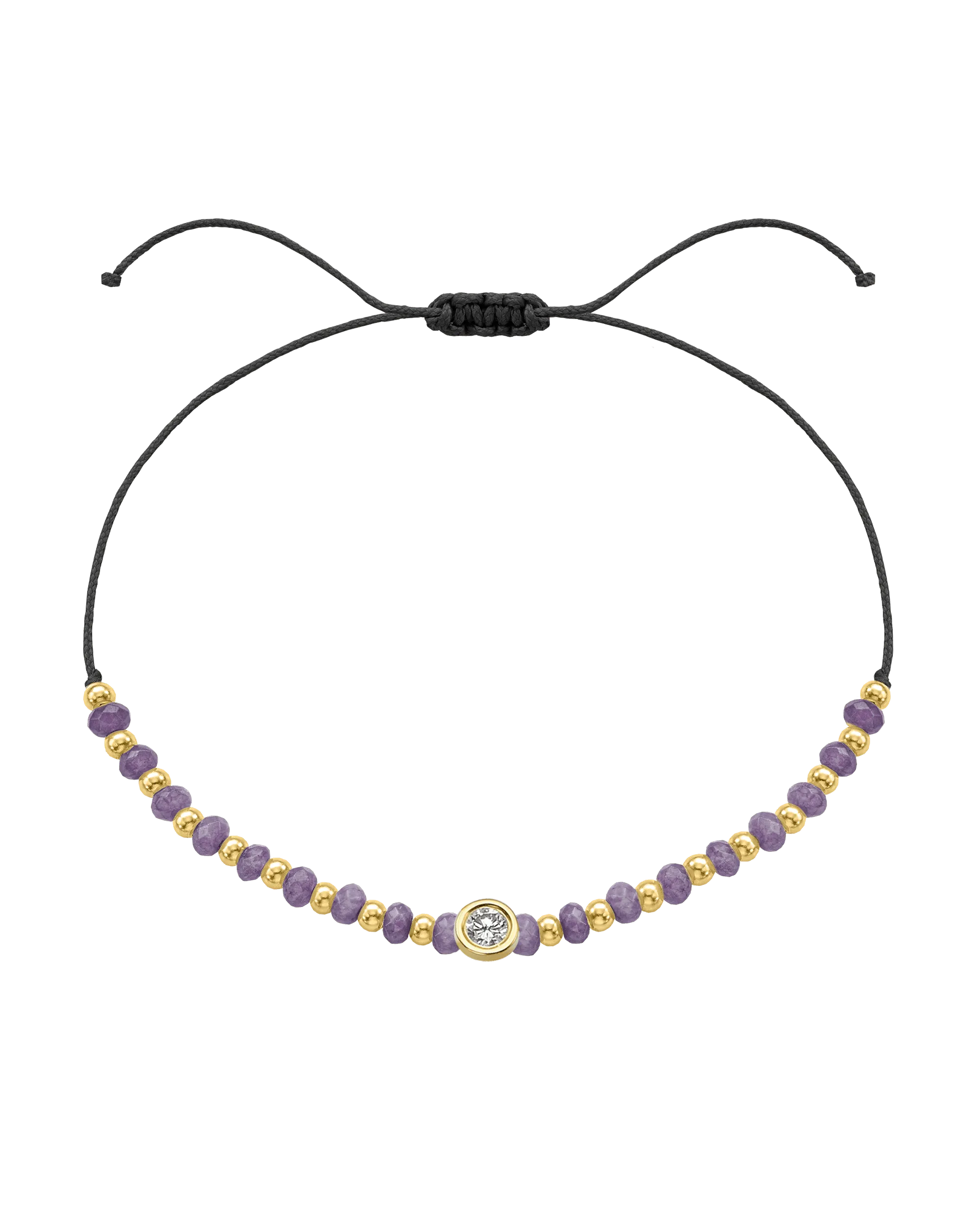 Amethyst Gemstone String of Love Bracelet for Tranquility - 14K Yellow Gold