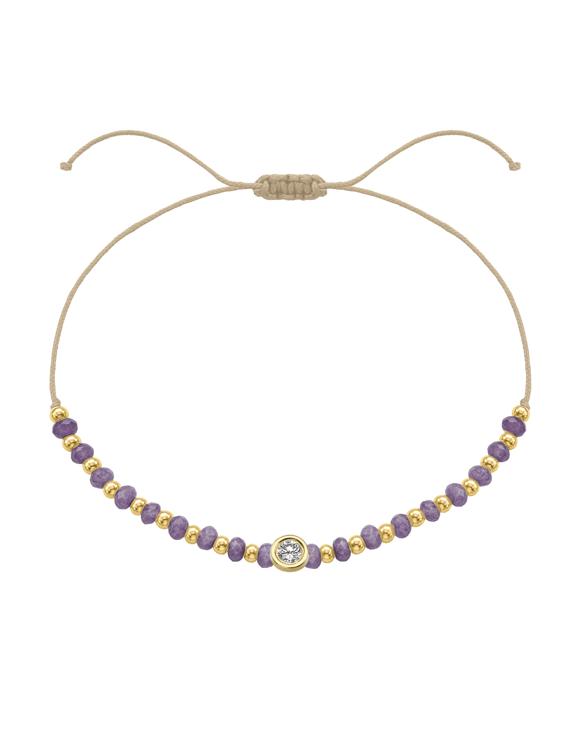 Amethyst Gemstone String of Love Bracelet for Tranquility - 14K Yellow Gold