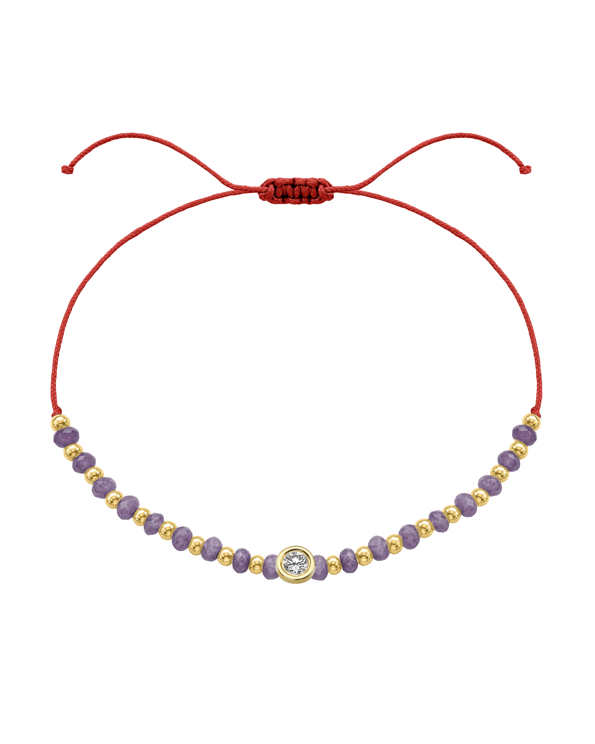 Amethyst Gemstone String of Love Bracelet for Tranquility - 14K Yellow Gold