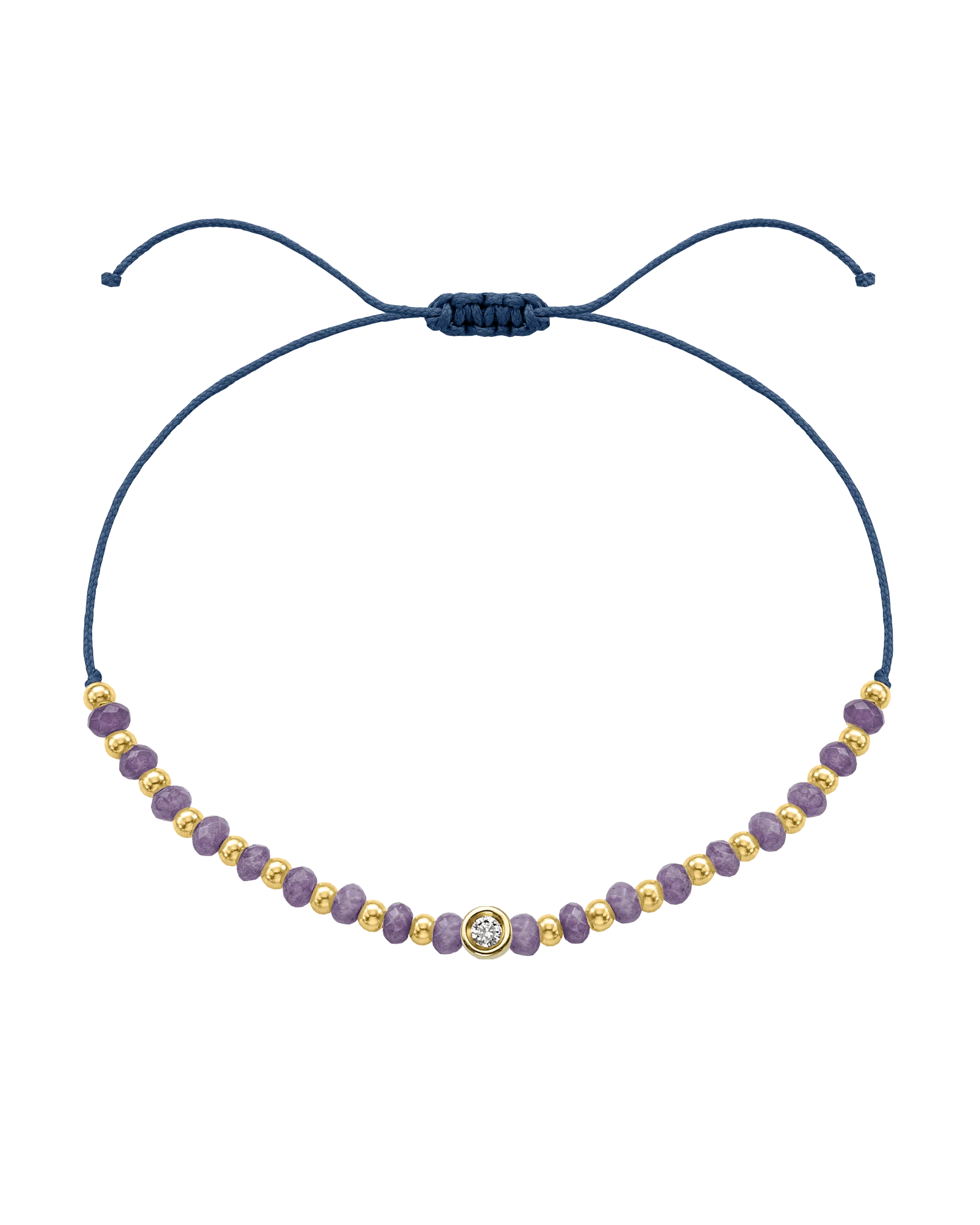 Amethyst Gemstone String of Love Bracelet for Tranquility - 14K Yellow Gold