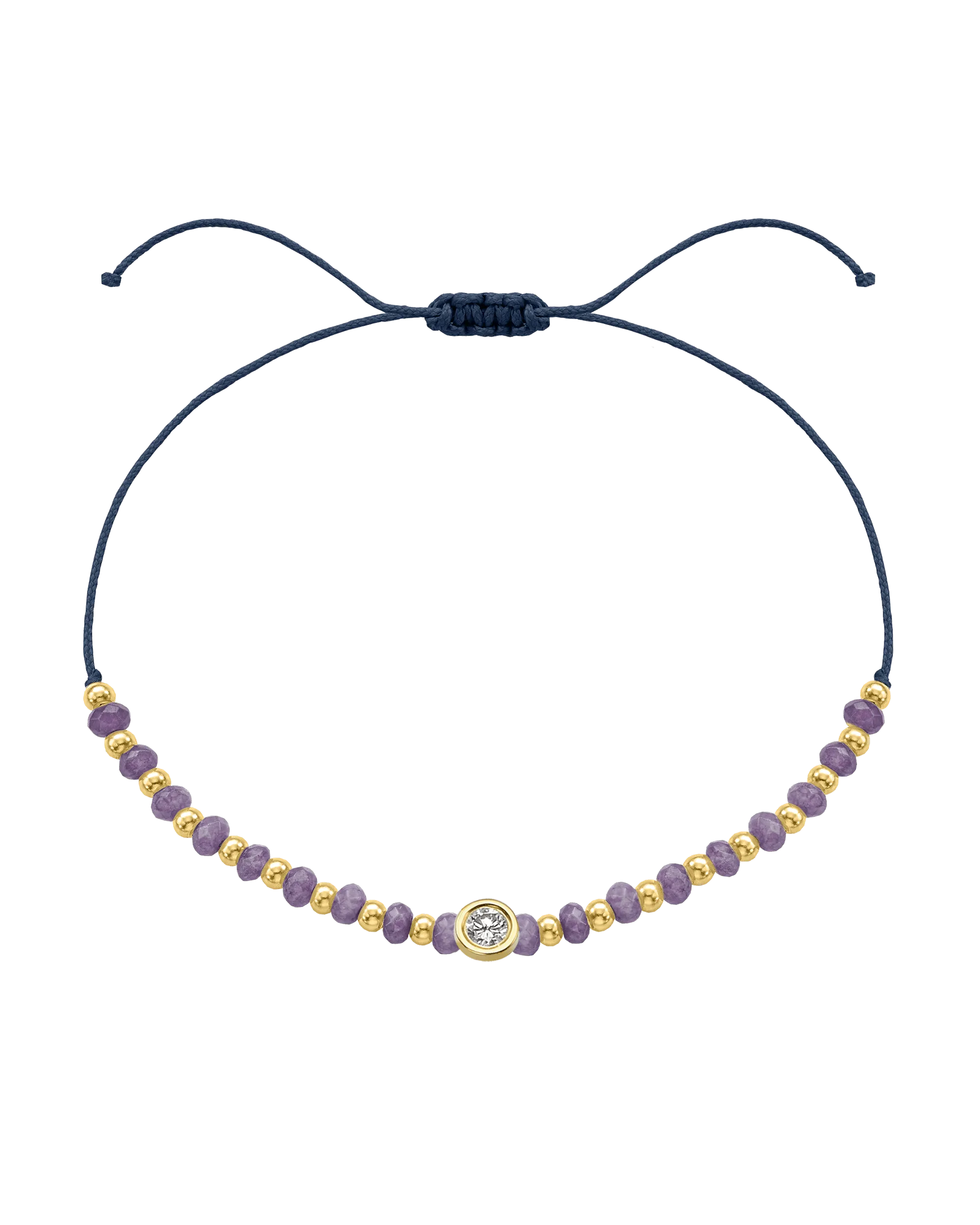 Amethyst Gemstone String of Love Bracelet for Tranquility - 14K Yellow Gold