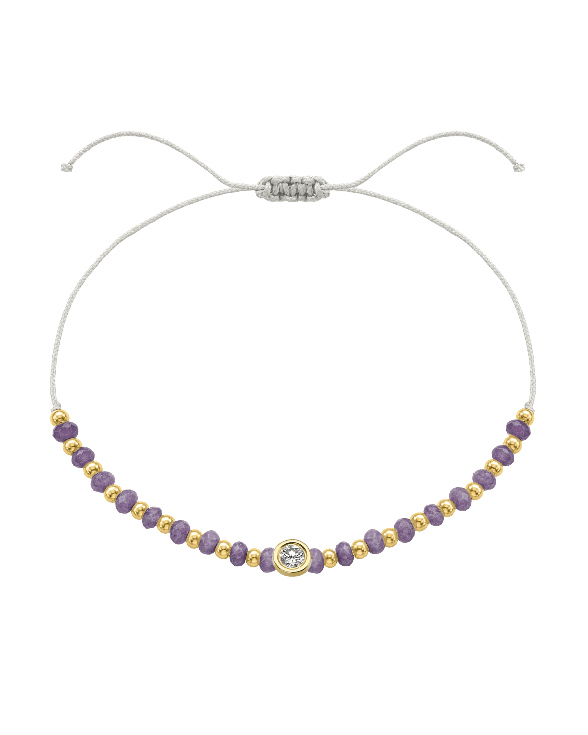 Amethyst Gemstone String of Love Bracelet for Tranquility - 14K Yellow Gold