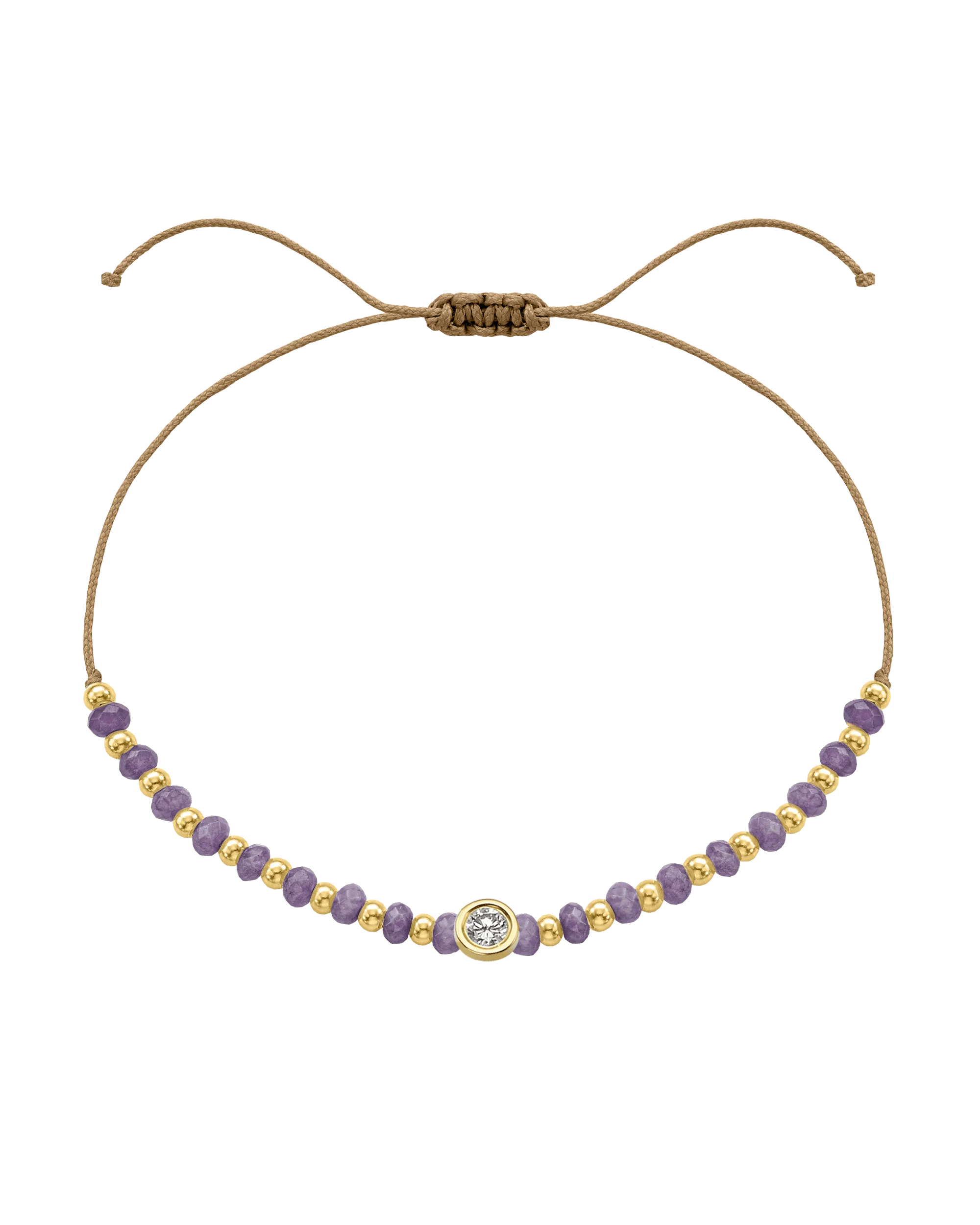 Amethyst Gemstone String of Love Bracelet for Tranquility - 14K Yellow Gold