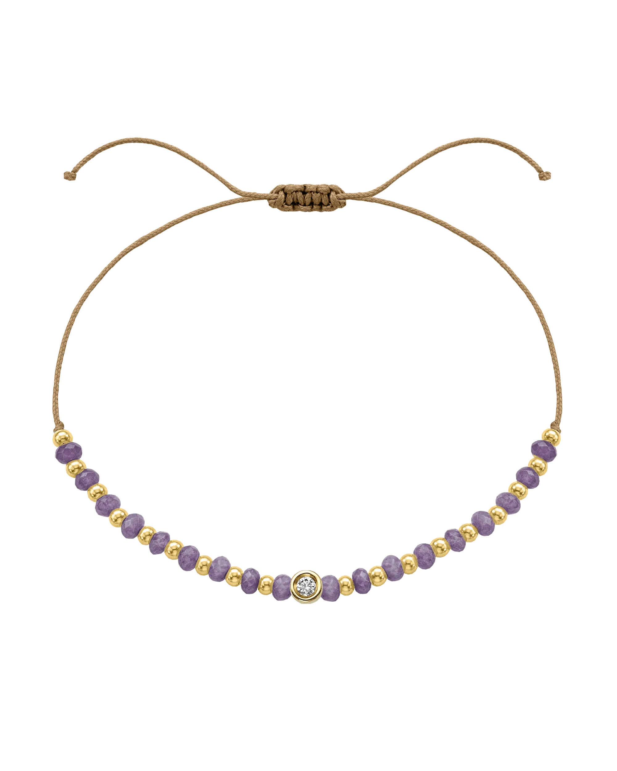 Amethyst Gemstone String of Love Bracelet for Tranquility - 14K Yellow Gold