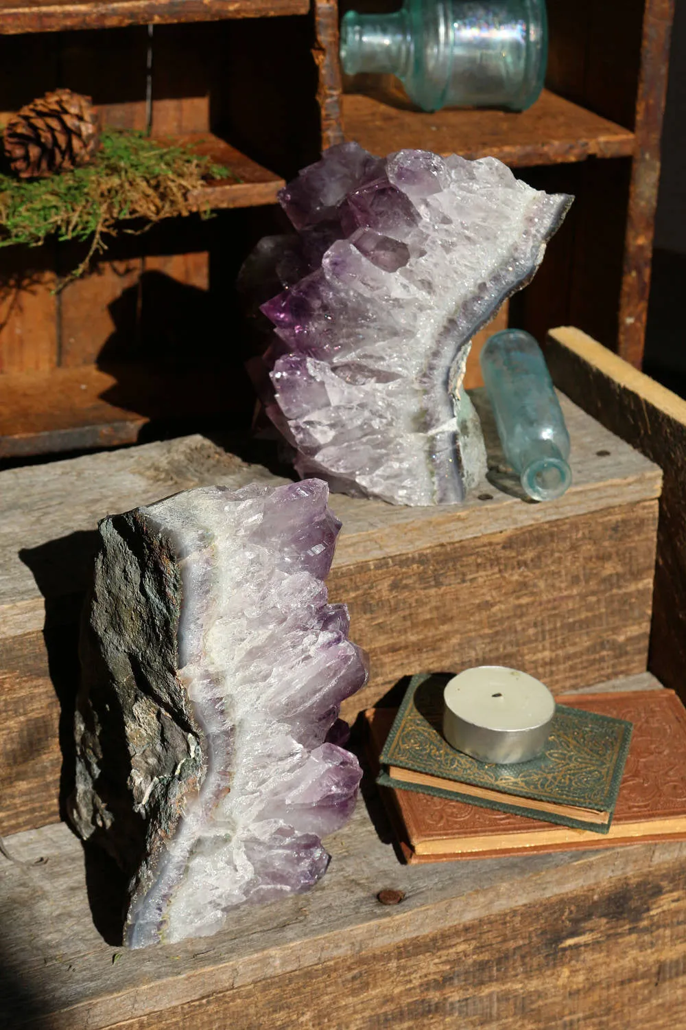 Amethyst Geode Bookends 2.56kg || Large Amethyst Points || Amethyst Geode Pair || Dorm Decor || Crystal Bookends || College Gifts || Boho ||