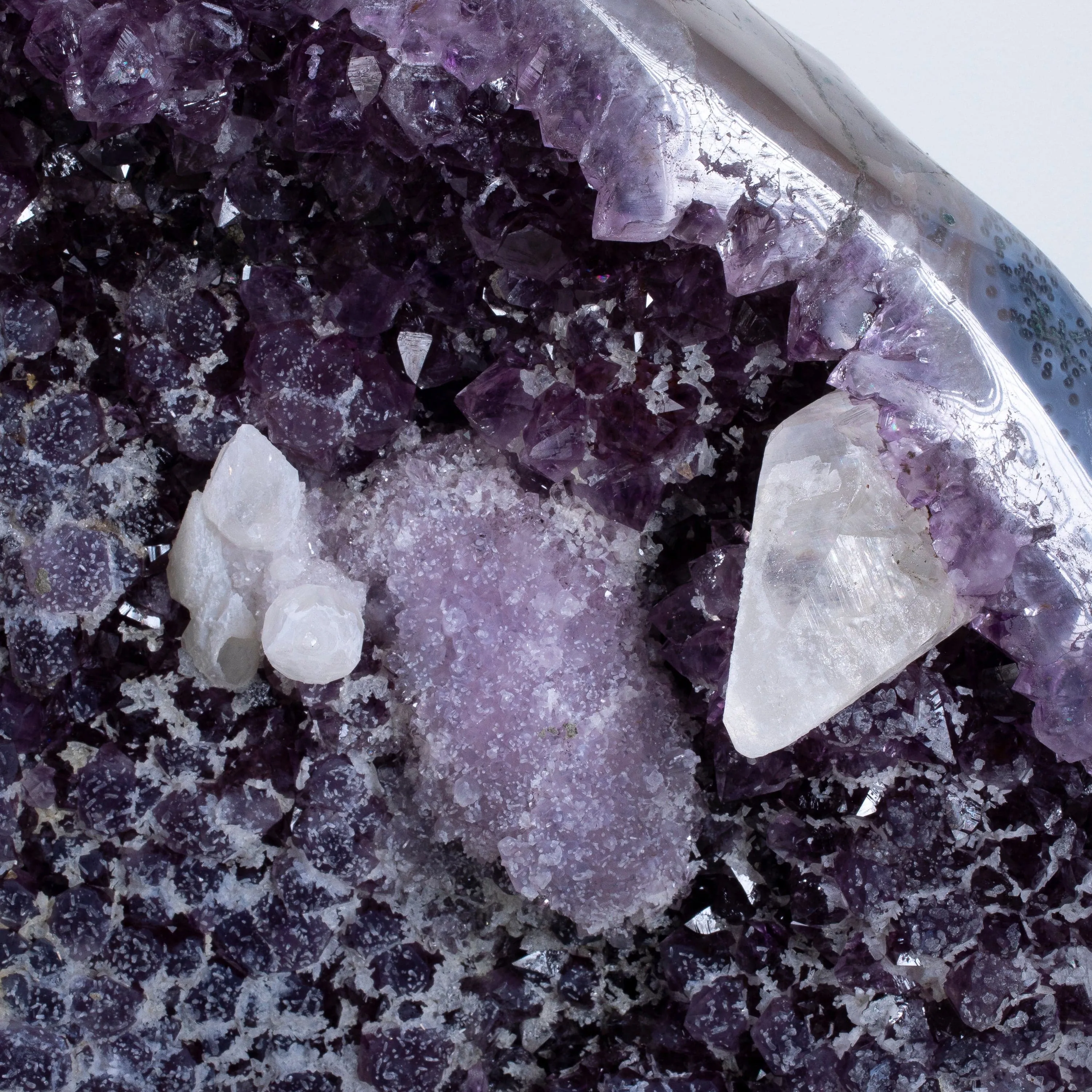 Amethyst Geode (Naturally formed Moon) with Calcite on Custom Stand- 30" / 90lbs