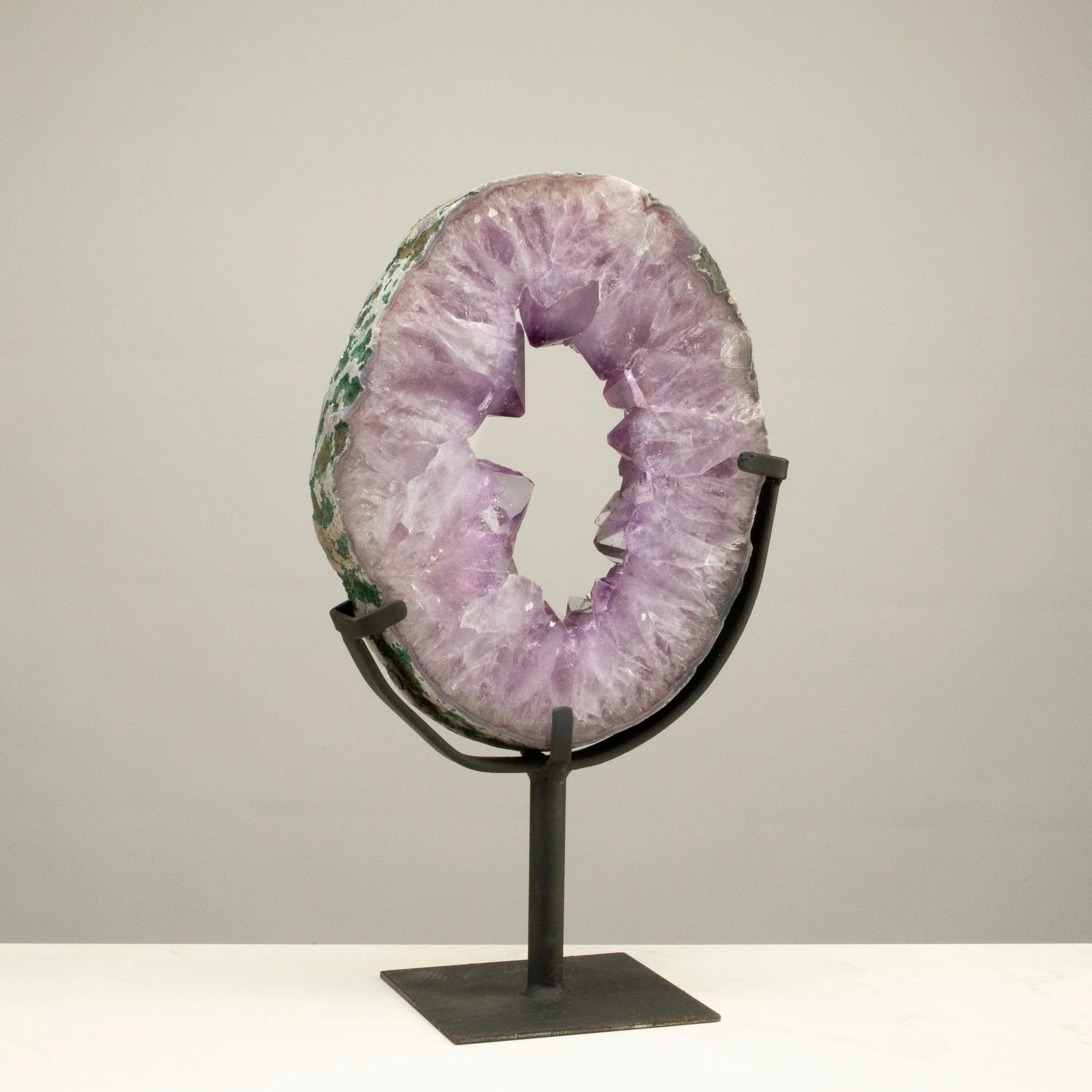 Amethyst Geode Slice Ring from Brazil on Custom Stand- 12" / 7.7 lbs