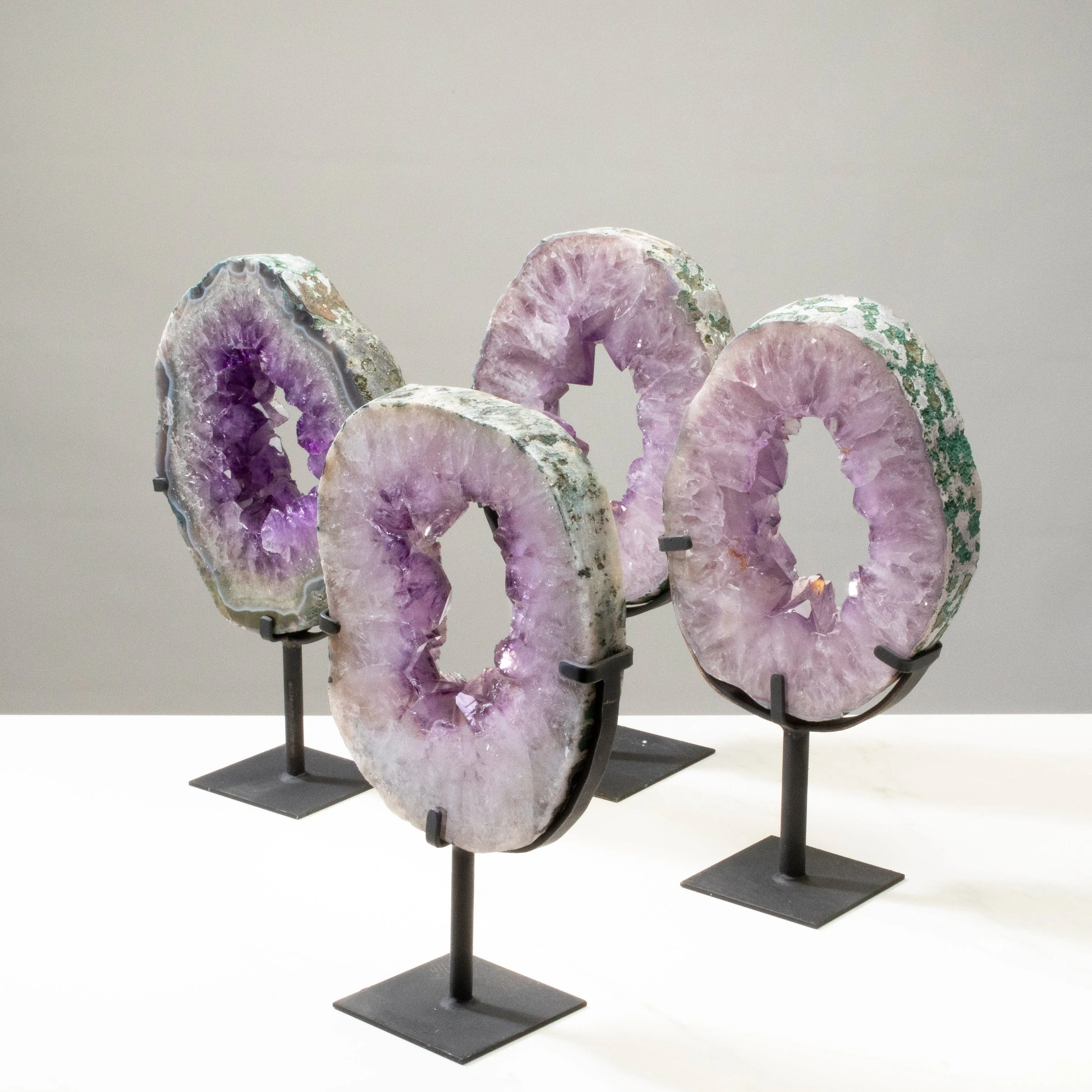 Amethyst Geode Slice Ring from Brazil on Custom Stand- 12" / 7.7 lbs