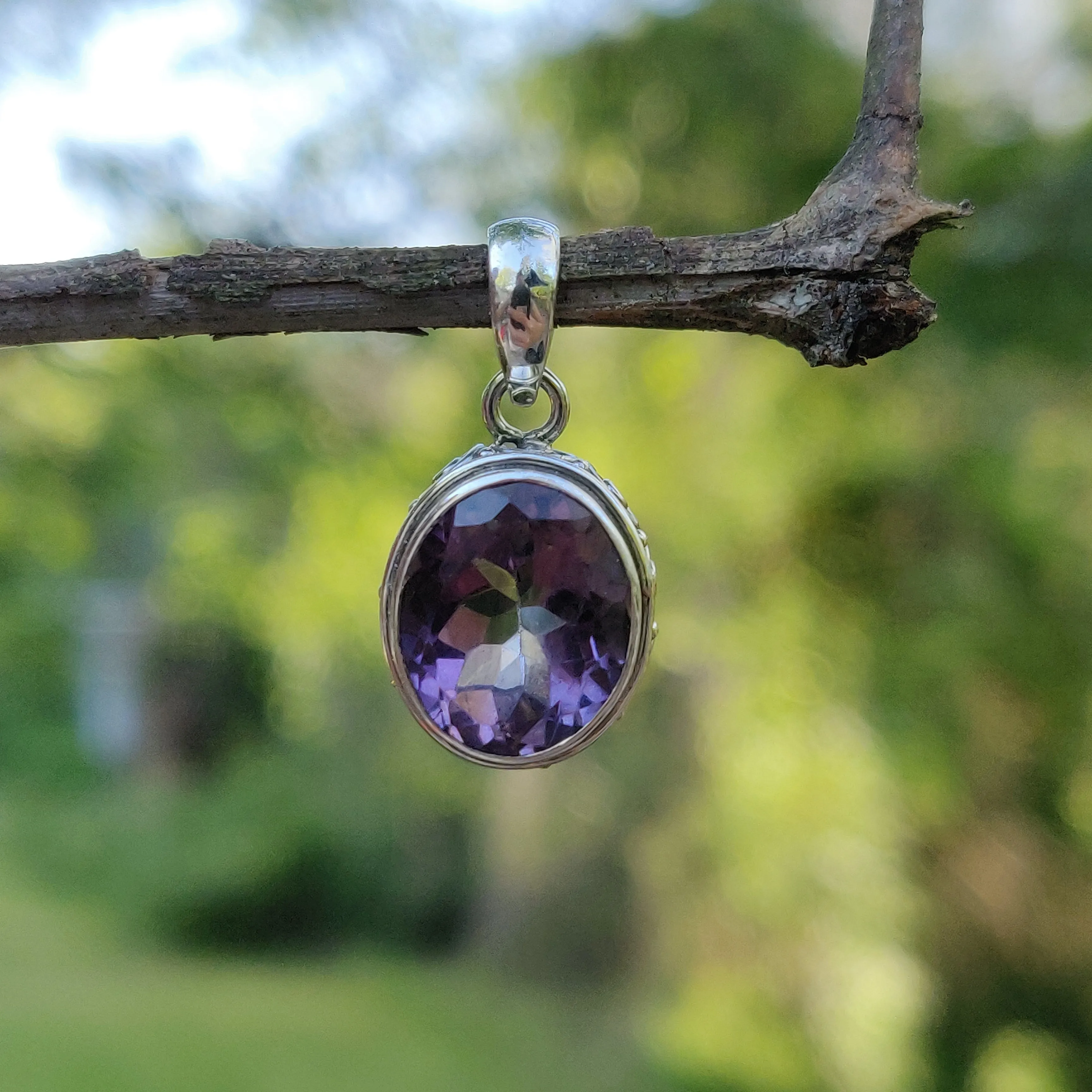 Amethyst Pendant with rainbow inclusion (#2)