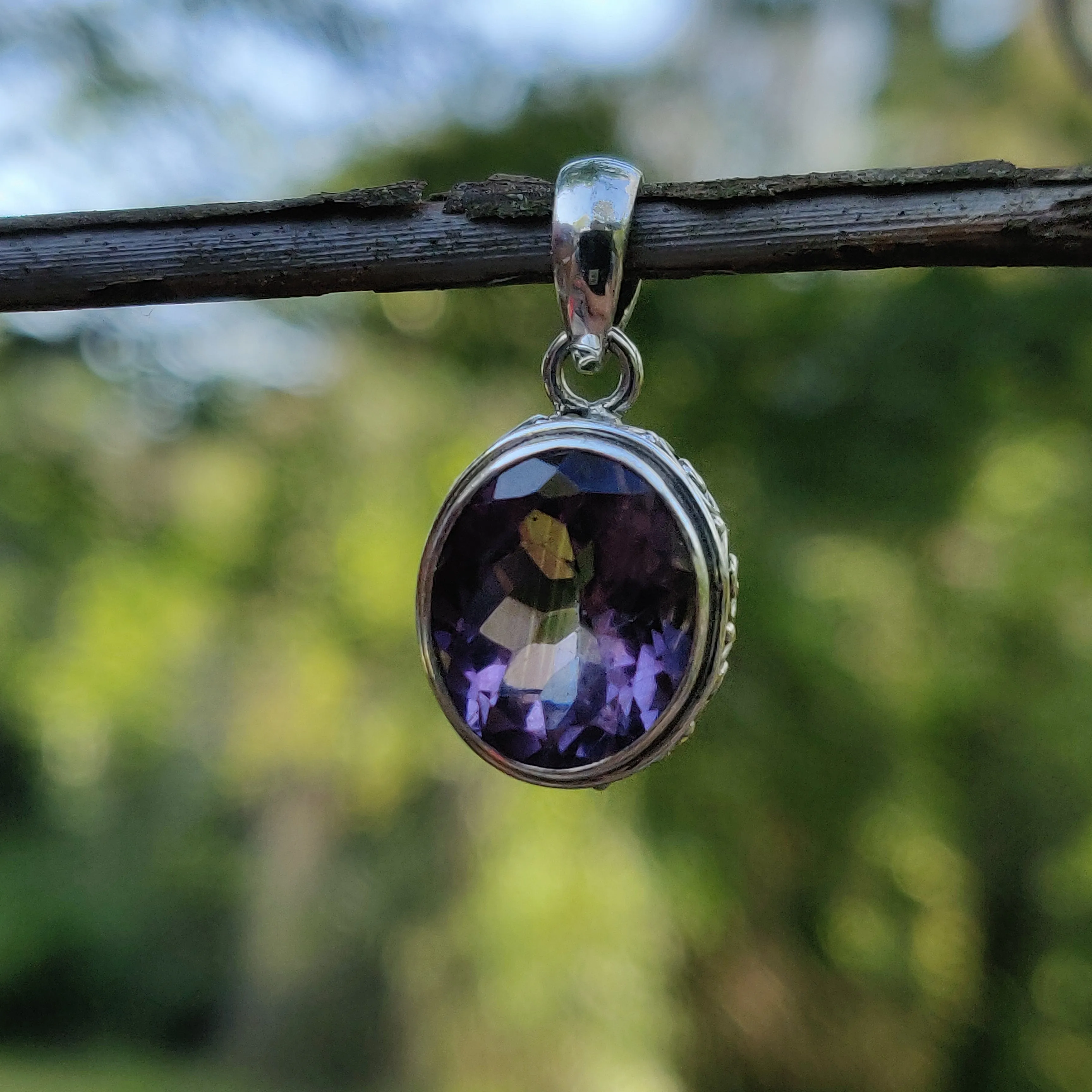 Amethyst Pendant with rainbow inclusion (#2)