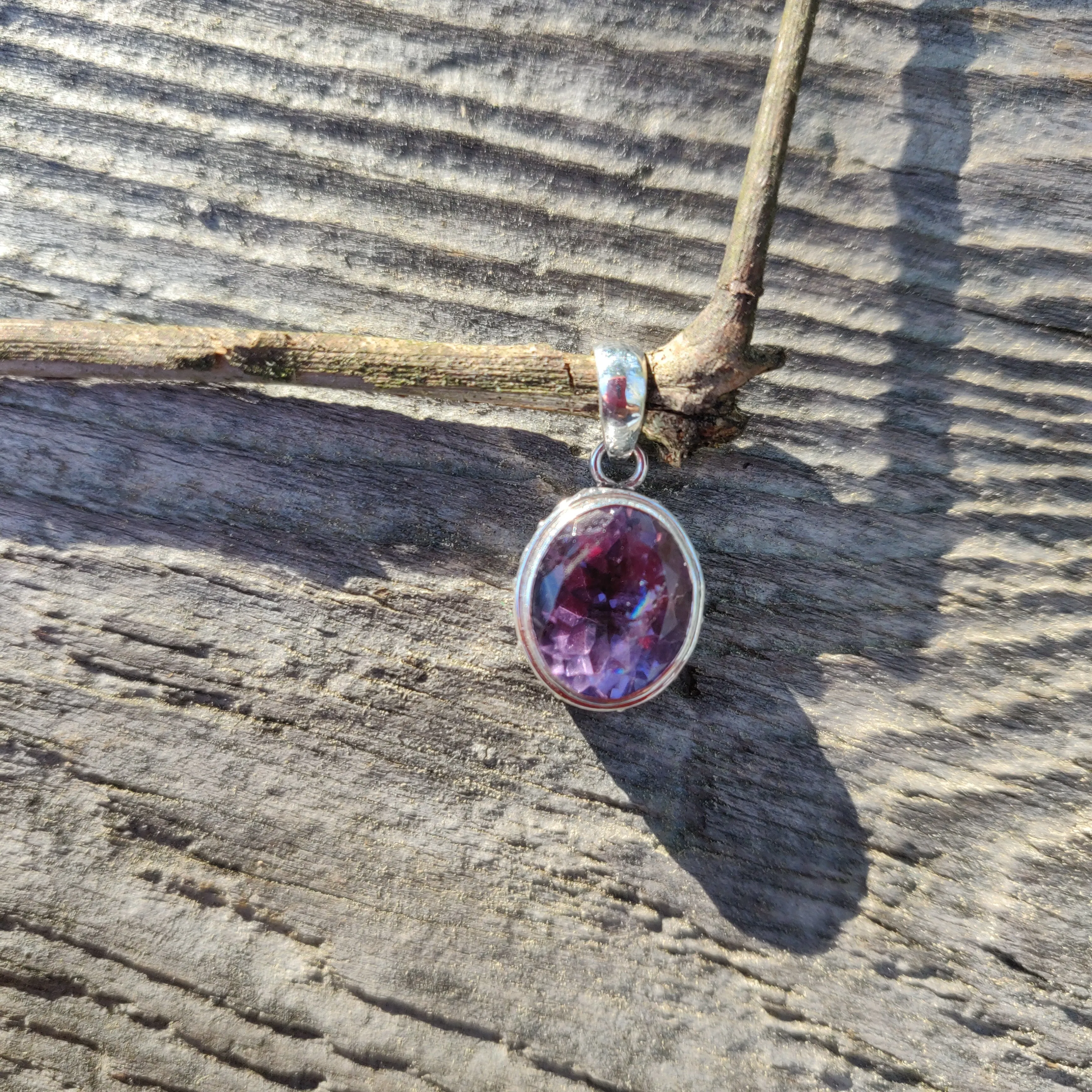 Amethyst Pendant with rainbow inclusion (#2)