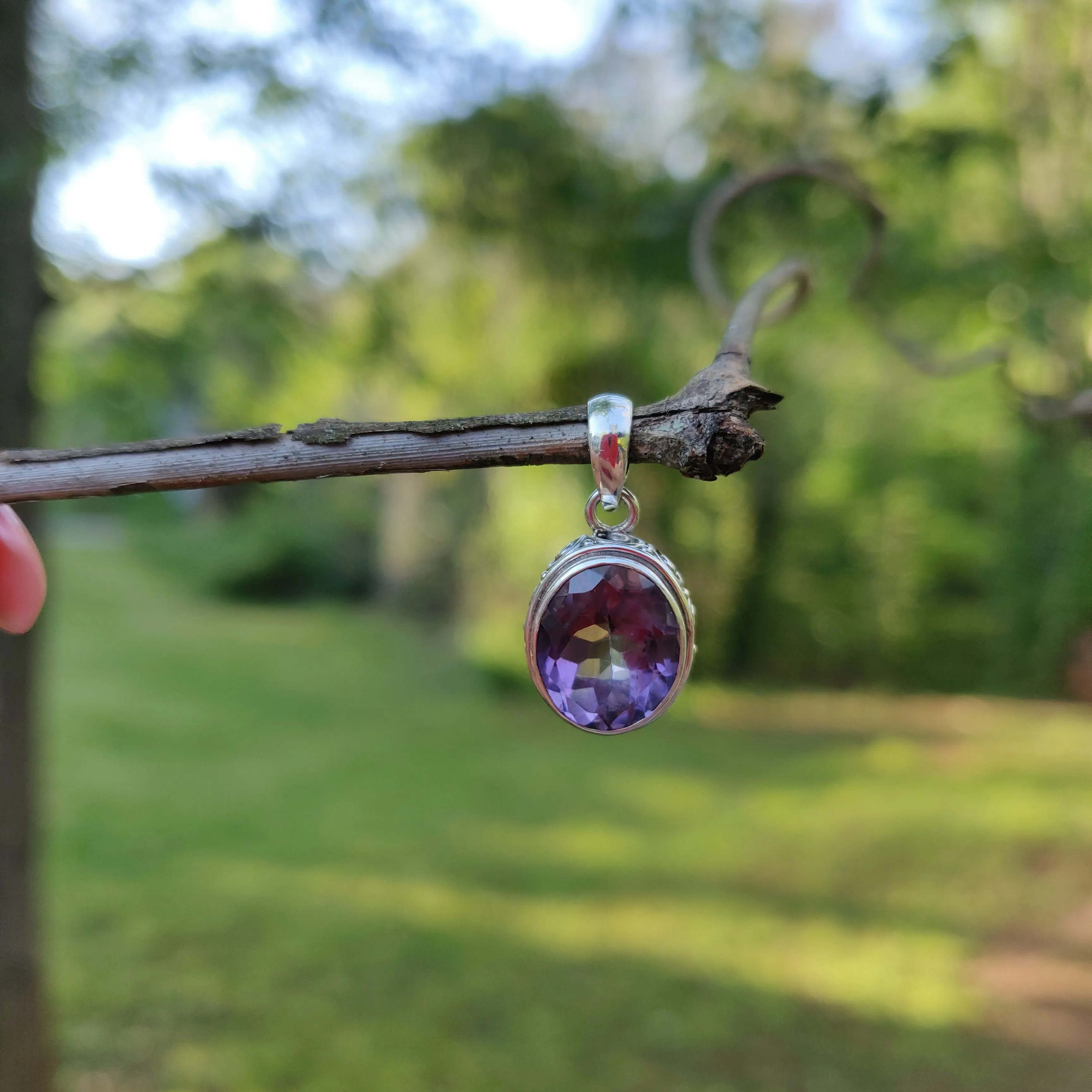 Amethyst Pendant with rainbow inclusion (#2)