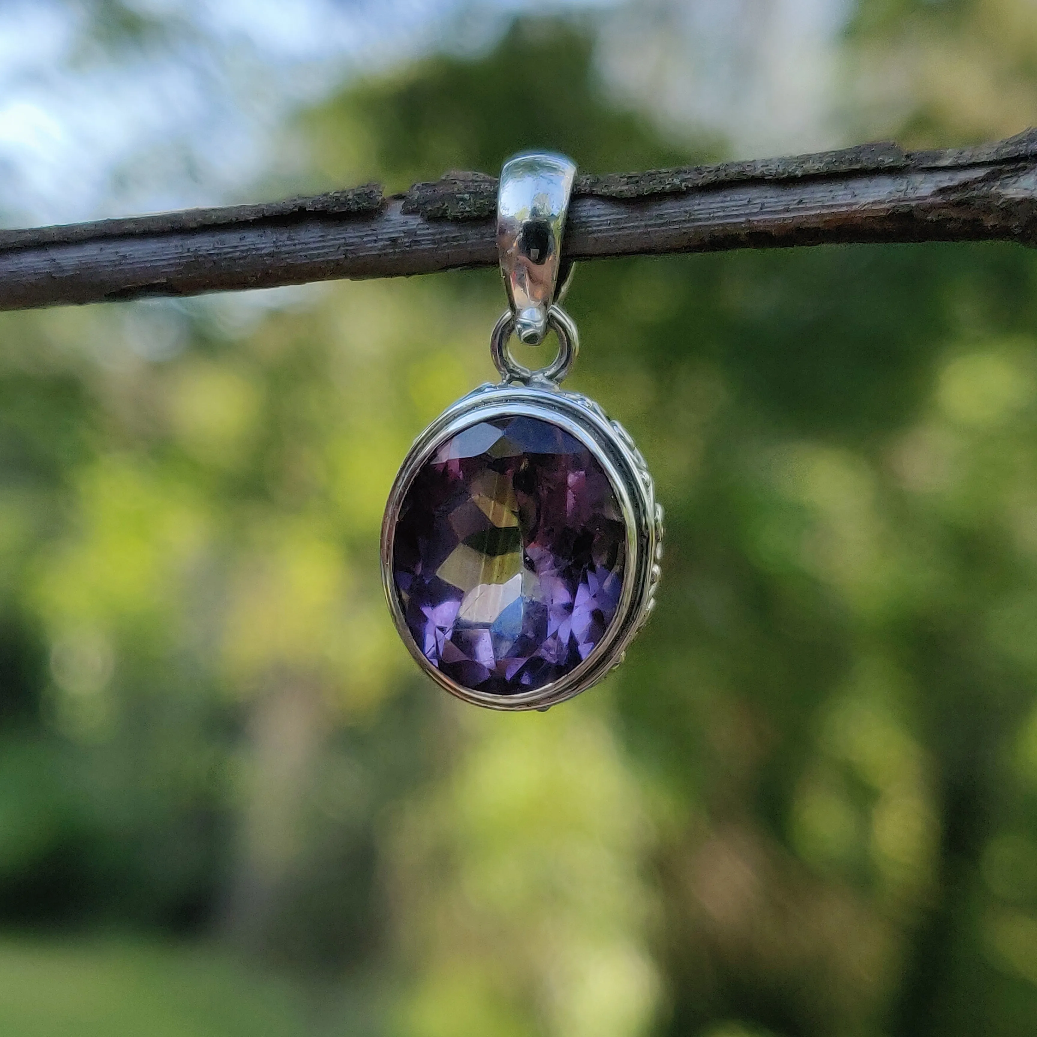 Amethyst Pendant with rainbow inclusion (#2)