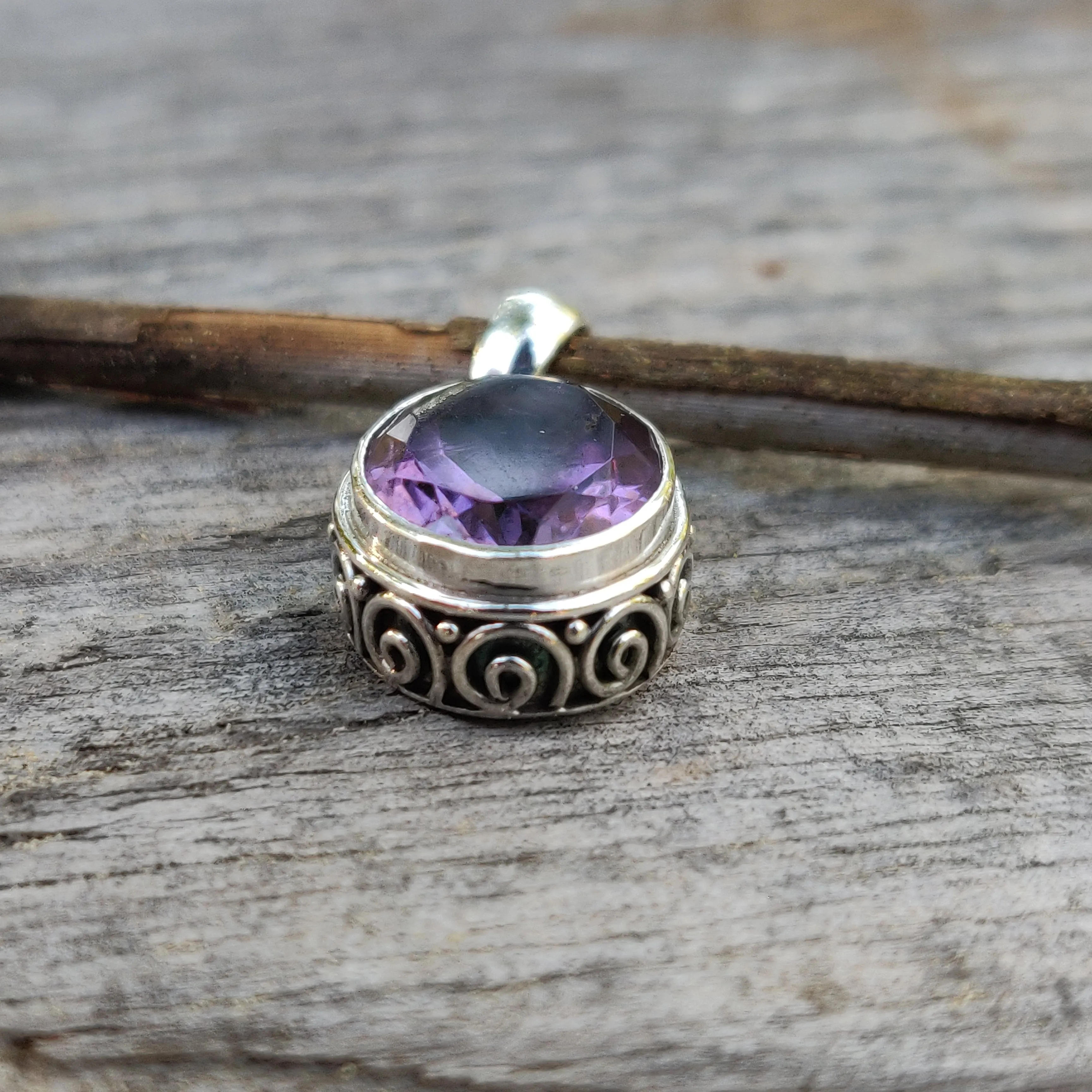 Amethyst Pendant with rainbow inclusion (#2)