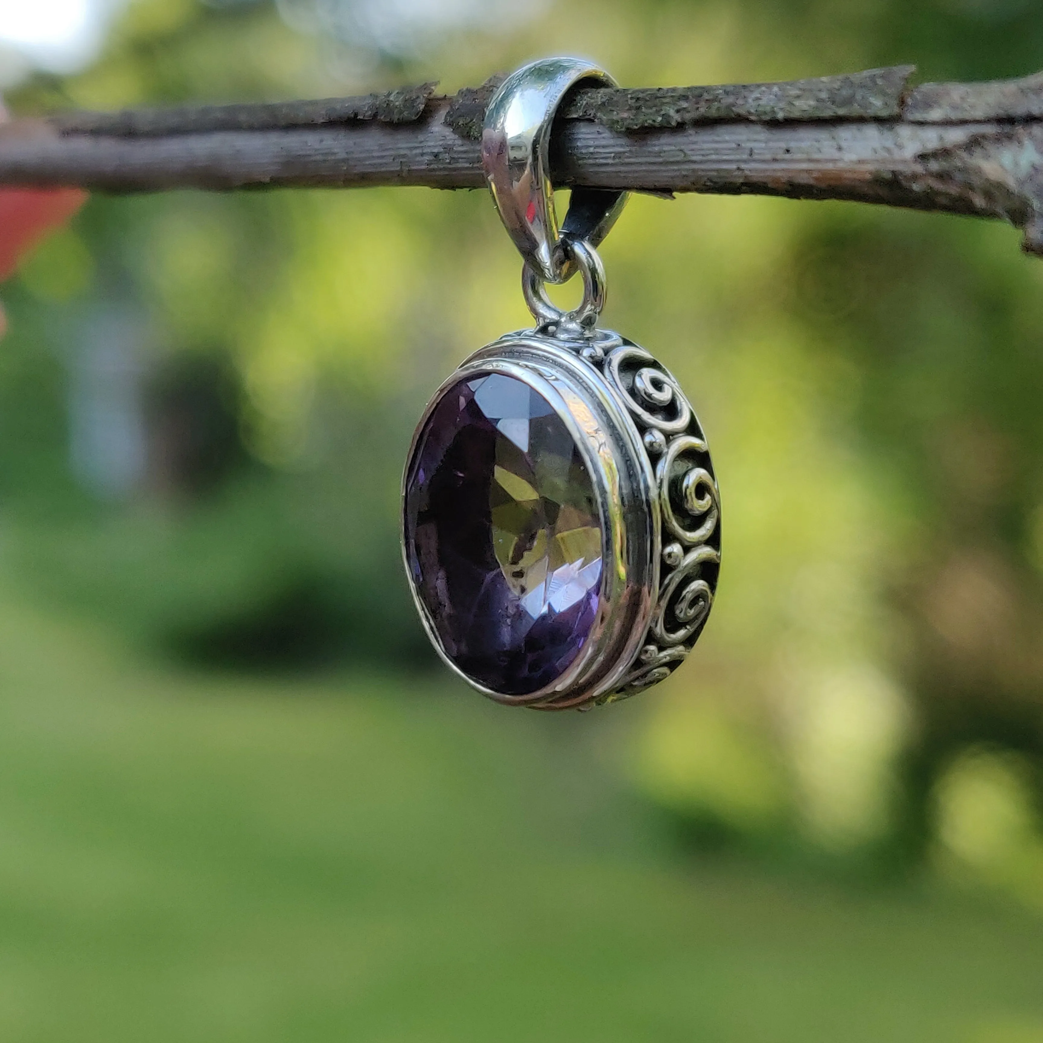 Amethyst Pendant with rainbow inclusion (#2)