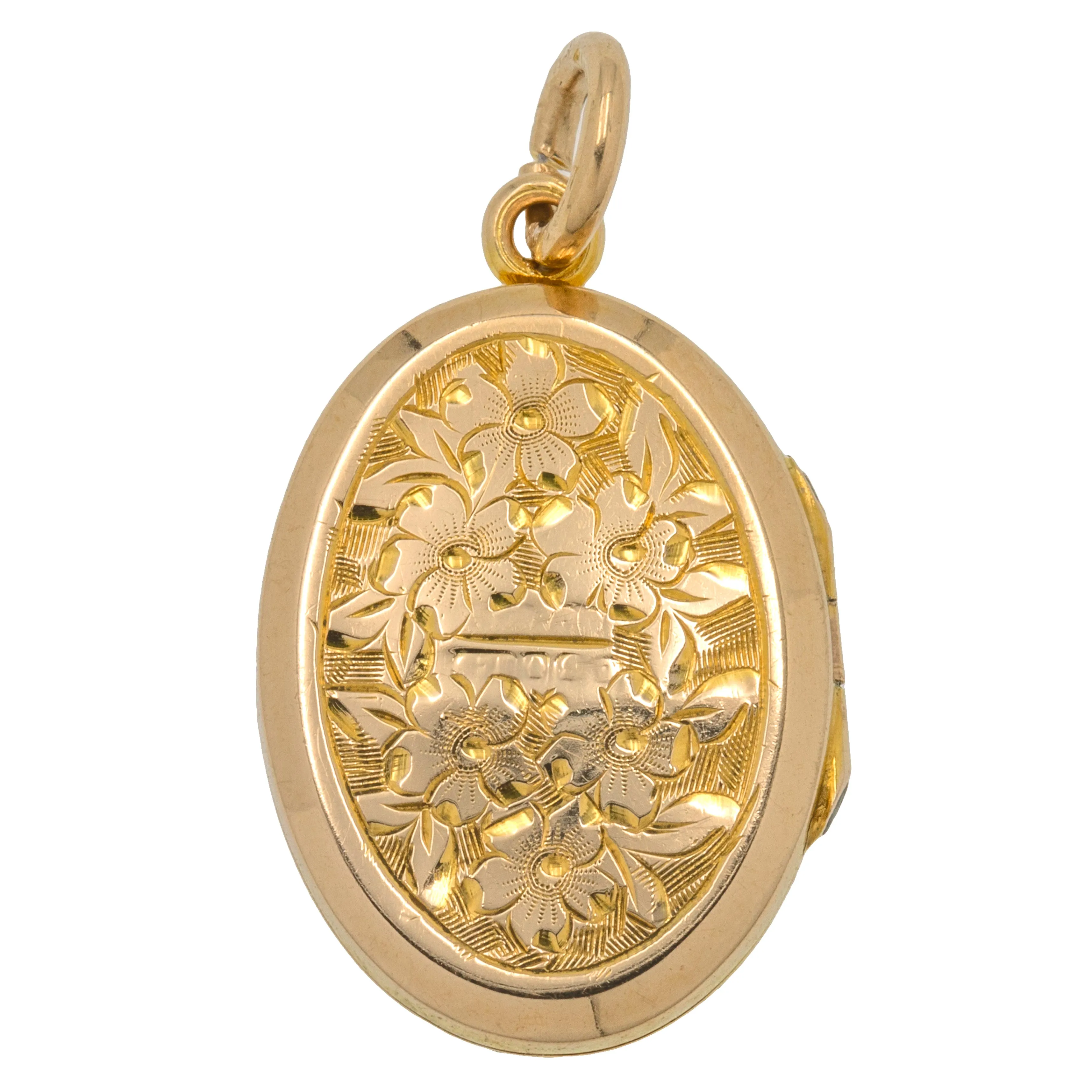 Antique 9ct Gold Engraved Oval Locket