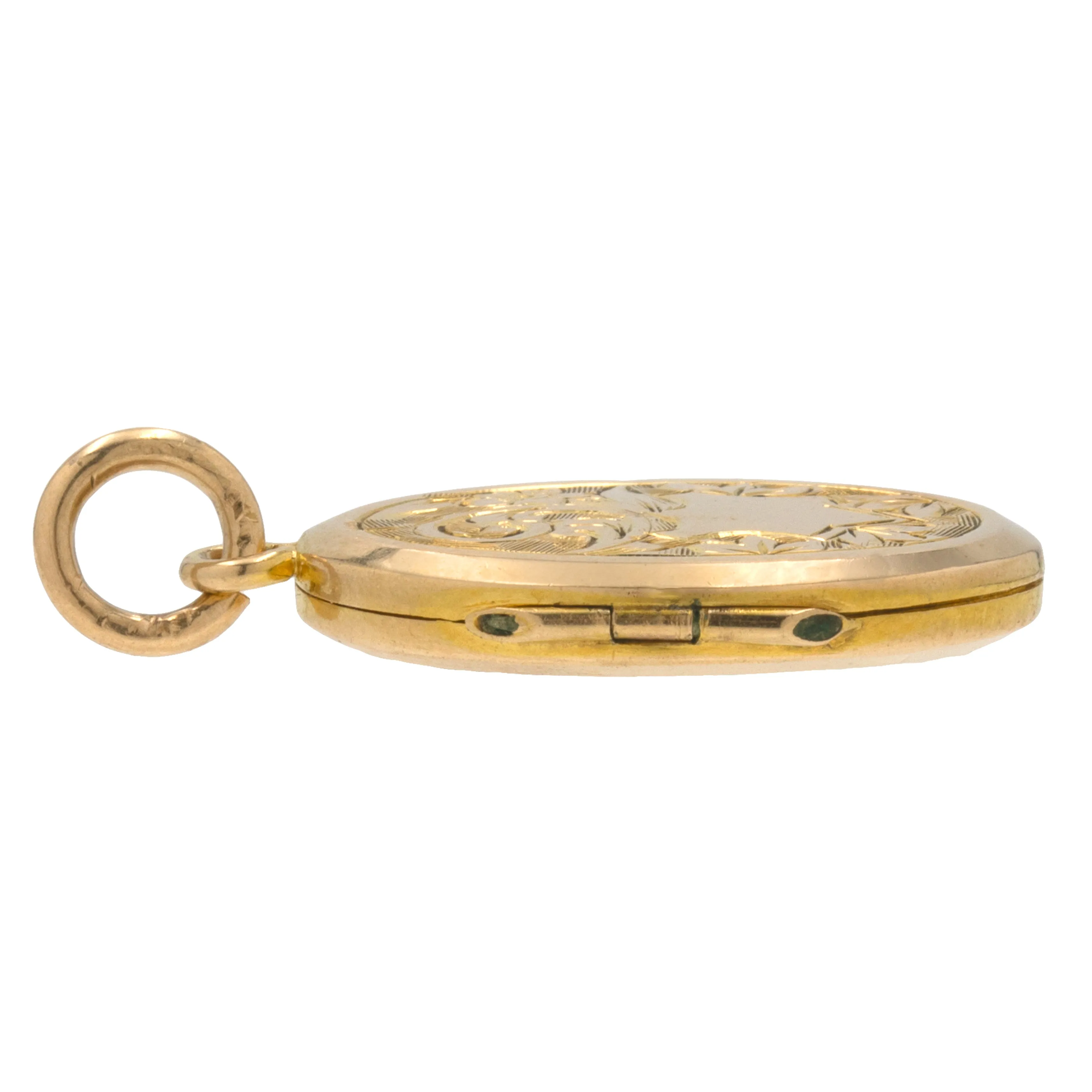 Antique 9ct Gold Engraved Oval Locket