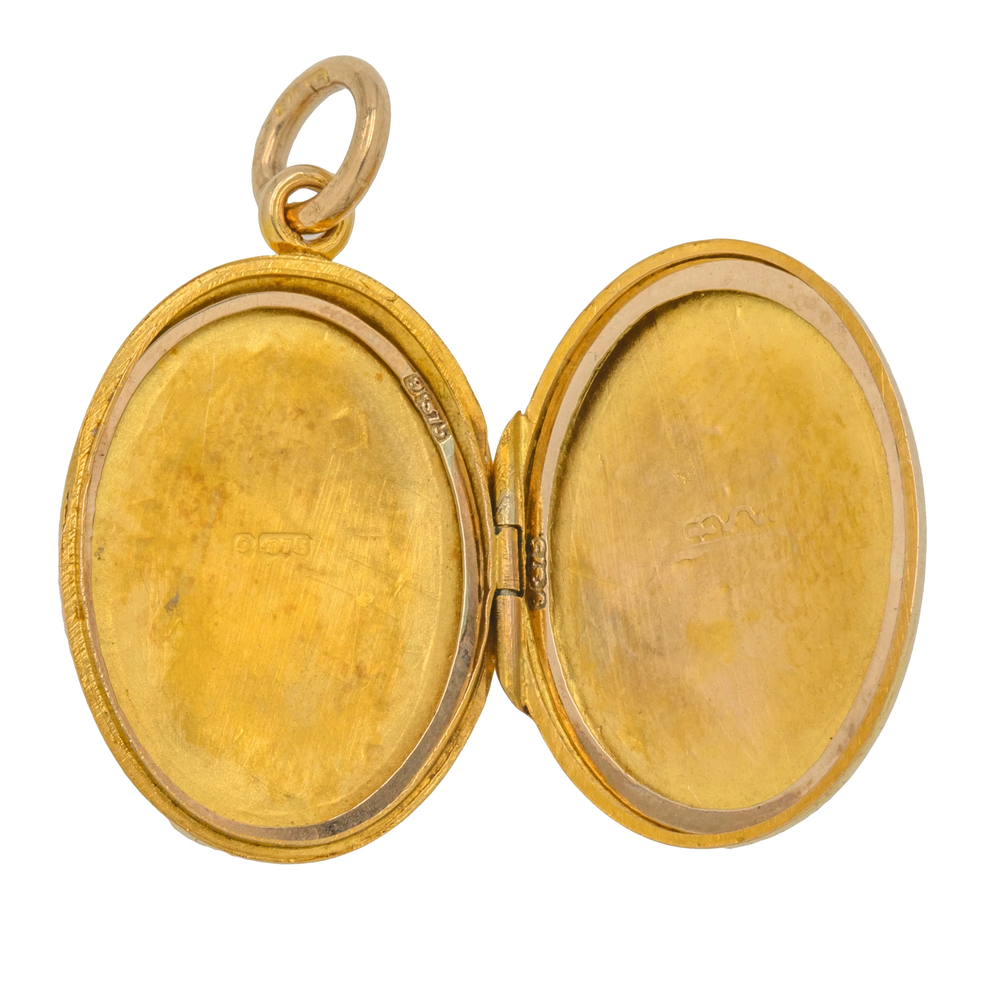 Antique 9ct Gold Engraved Oval Locket