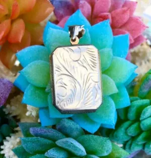 Antique Art Deco Sterling Silver 925 Detailed Etched Locket Charm Pendant