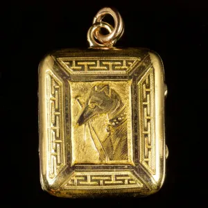 Antique Victorian Greyhound Locket 18Ct Circa 1900