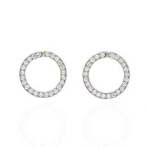 Art Deco Platinum   Diamond Circle Earrings 2ctw