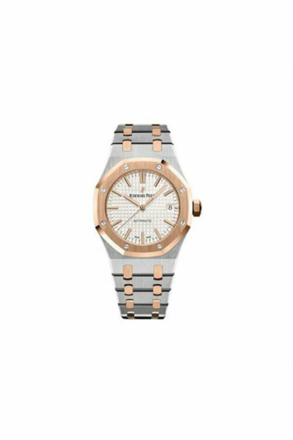 audemars piguet royal oak stainless steel/18kt rose gold 37mm silver toned dial ladies watch